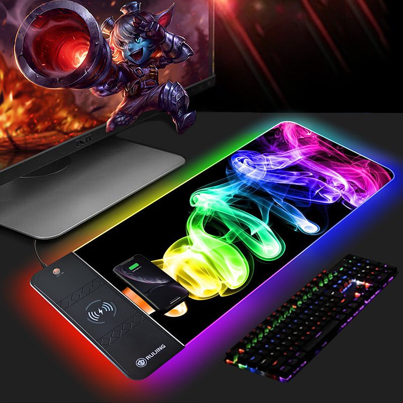 Bežična podloga za miš s RGB osvjetljenjem — gaming podloga za miš i tipkovnicu, OEM prilagodba logotipa, protuklizna površina