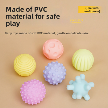 Jucărie de baie pentru bebeluți — minge moale din vinil pentru prindere, percepție tactilă, dezvoltă vederea și auzul (Material: vinil; Vârsta: 3–6 ani)