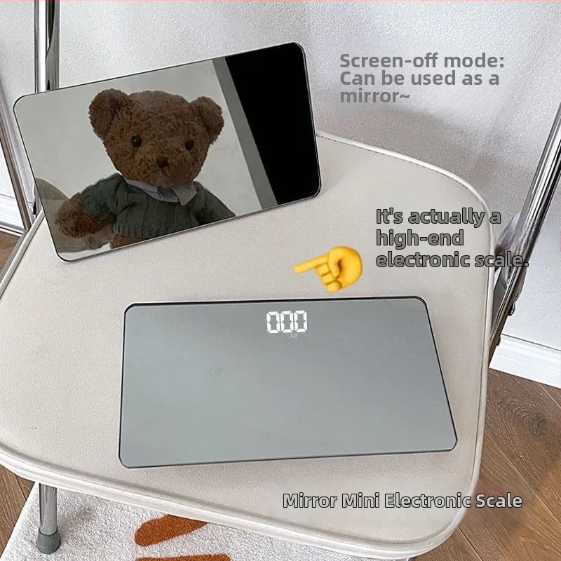 Prenosna digitalna vaga za tjelesnu težinu sa zrcalnom površinom, za odrasle, jednostavan dizajn, točno mjerenje