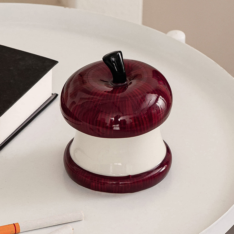 Kerámiából készült hamutál fedővel otthonra és irodába — szagtalanító hatás, egyszerű dizájn, vállalati ajándék