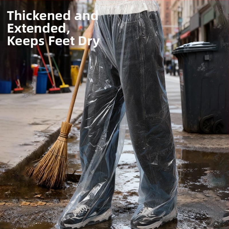 Duge hlače za kišu s zatvorenim nogama, za vožnju motociklom/električnim biciklom, jednokratne, PE tkanina, otporne na habanje, s logom
