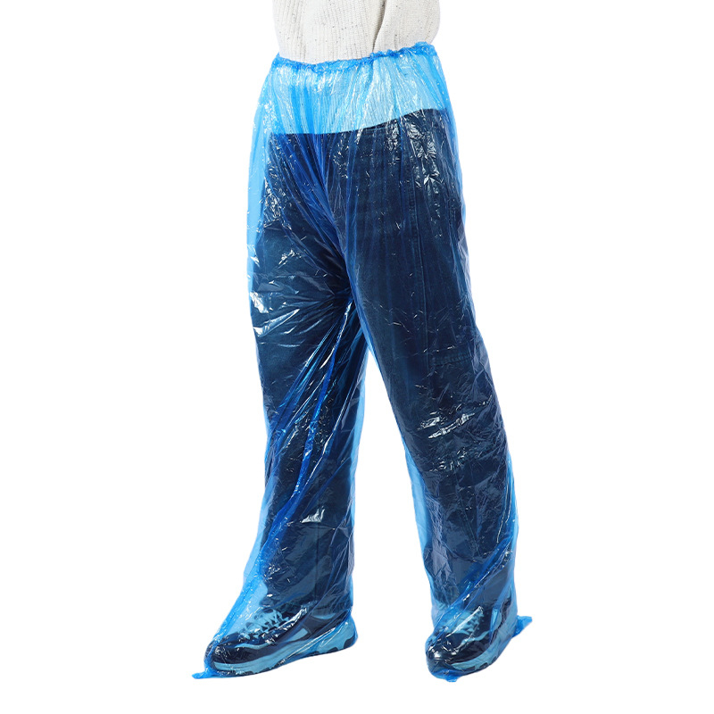 Duge hlače za kišu s zatvorenim nogama, za vožnju motociklom/električnim biciklom, jednokratne, PE tkanina, otporne na habanje, s logom