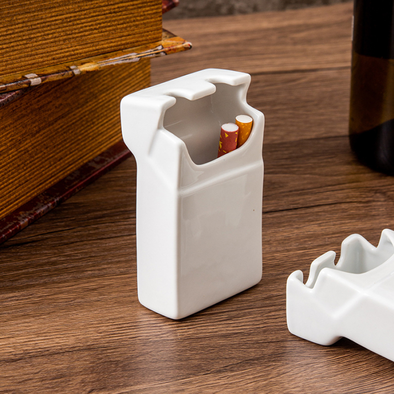 Európai stílusú kerámia hamutál logónyomtatással, hordozható irodai asztalhoz, testreszabható tárolóval