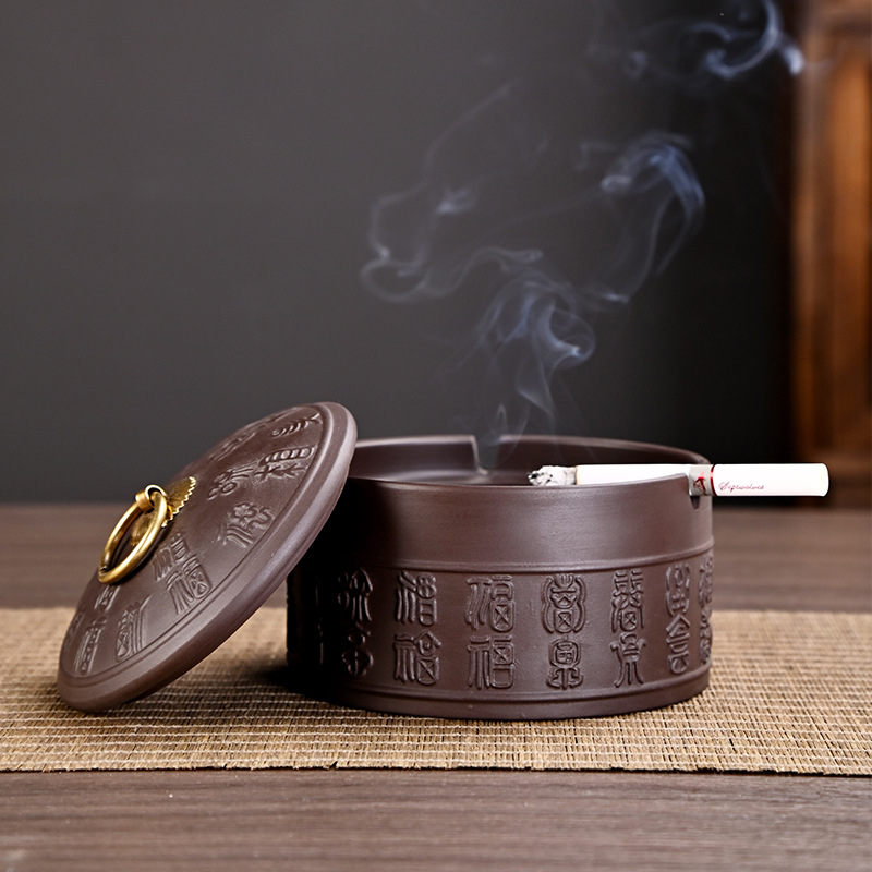 Kerámia hamutál fedővel füst eloltása és a hamu szóródásának megakadályozása, díszítés és tárolás, logó nyomtatás, testreszabható