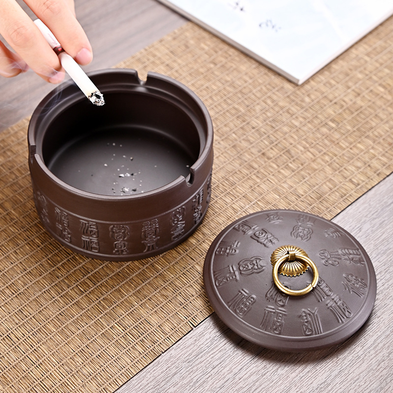 Kerámia hamutál fedővel füst eloltása és a hamu szóródásának megakadályozása, díszítés és tárolás, logó nyomtatás, testreszabható