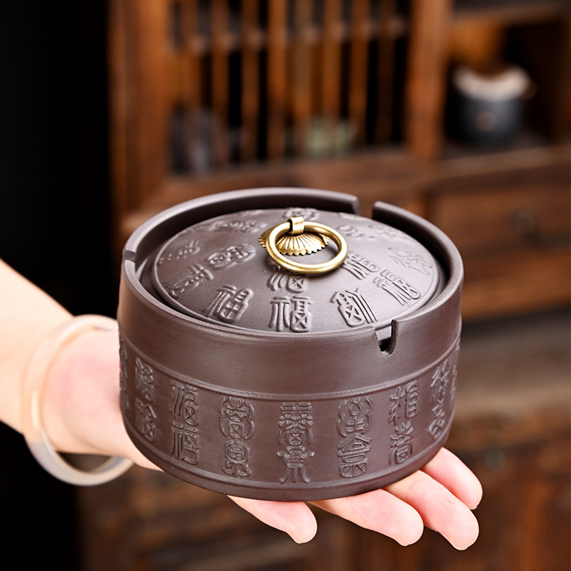 Kerámia hamutál fedővel füst eloltása és a hamu szóródásának megakadályozása, díszítés és tárolás, logó nyomtatás, testreszabható