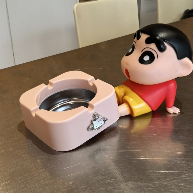 Scrumieră cu spațiu de depozitare, din plastic, stil japonez, design drăguț de desene animate