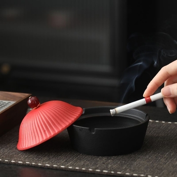 Cenușar cu capac, în formă de pălărie, din rășină, rezistent la vânt, design modern și creativ, pentru living, casă și birou