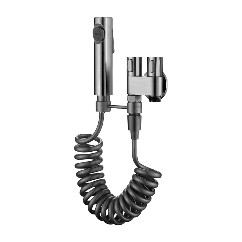 3160 Beépített, multifunkcionális vécéöblítő, magas nyomású pisztollyal, 201 rozsdamentes acél, egy bemenet – két kimenet, szögletes szelep