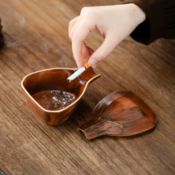 Scrumieră ceramică pentru trabucuri cu capac, protecție împotriva vărsării cenușii, decor retro creativ, slot pentru trabucuri