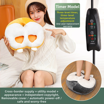 Unisex električne papuče s grijanjem, plišani velur gornji dio, potplat od tkanine, USB napajanje