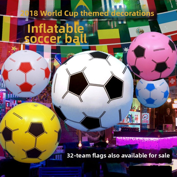 Futbalová nafukovacia guľa so zavesenou vlajočkou pre dekorácie – Európsky pohár; PVC, doplnky pre fanúšikov, futbal