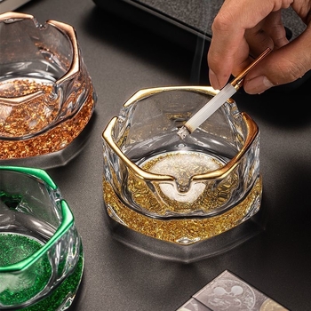 Cenușar din sticlă, stil lux ușor, brand Tongchuang, personalizare disponibilă, fără imprimare a logo-ului