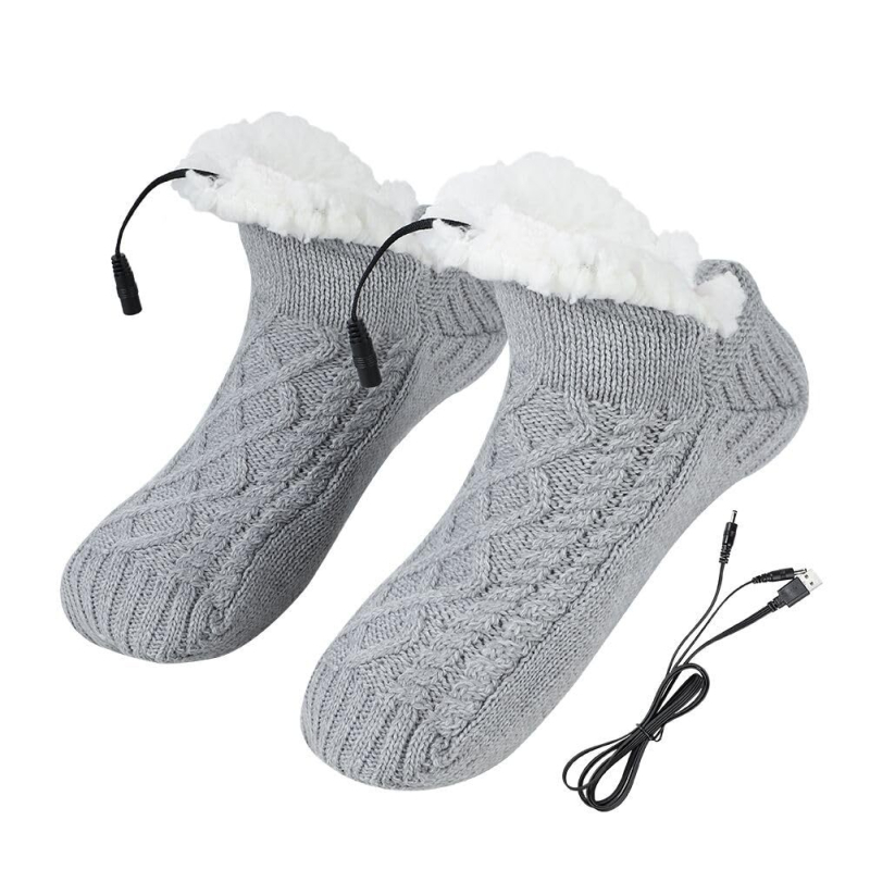 Unisex grijane papuče s USB napajanjem, platneni gornji dio, fleece podstava, gumena potplata, grijane uloške