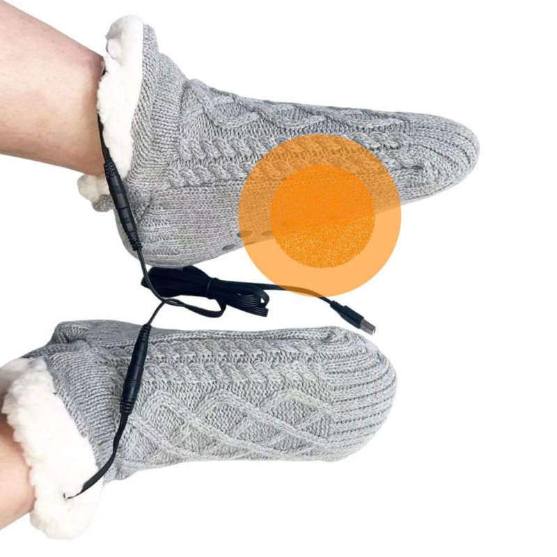 Unisex grijane papuče s USB napajanjem, platneni gornji dio, fleece podstava, gumena potplata, grijane uloške