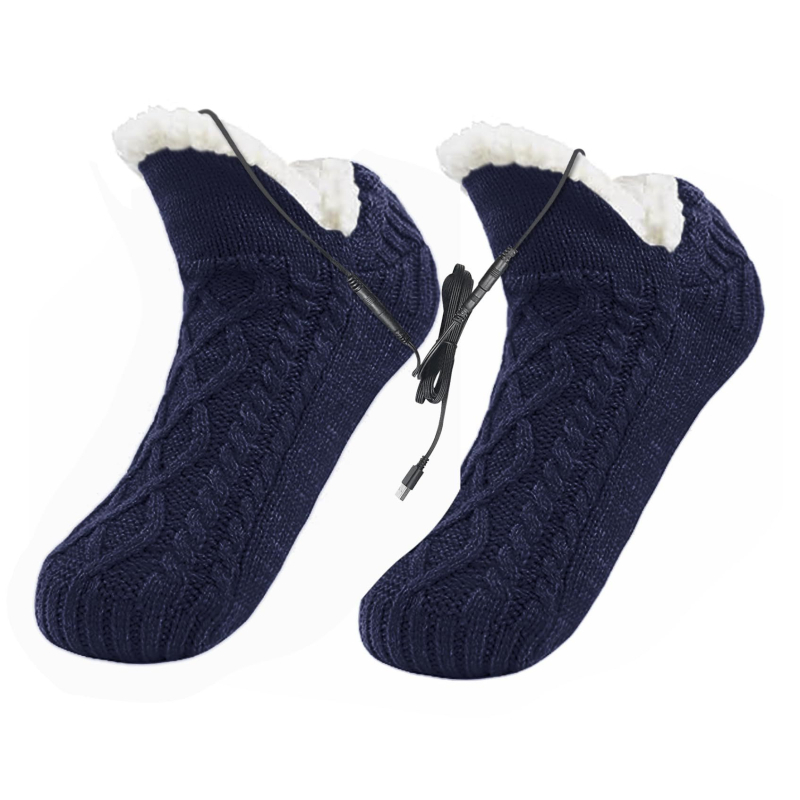 Unisex grijane papuče s USB napajanjem, platneni gornji dio, fleece podstava, gumena potplata, grijane uloške
