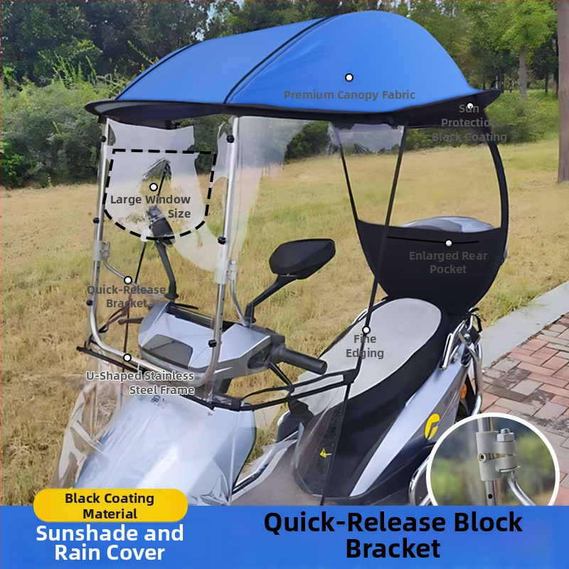 Zaštita od sunca za električna vozila – poliesterska tkanina, srednji štap od vlakana, duga drška, kiša i vjetar otporna, mogućnost ispisa logotipa