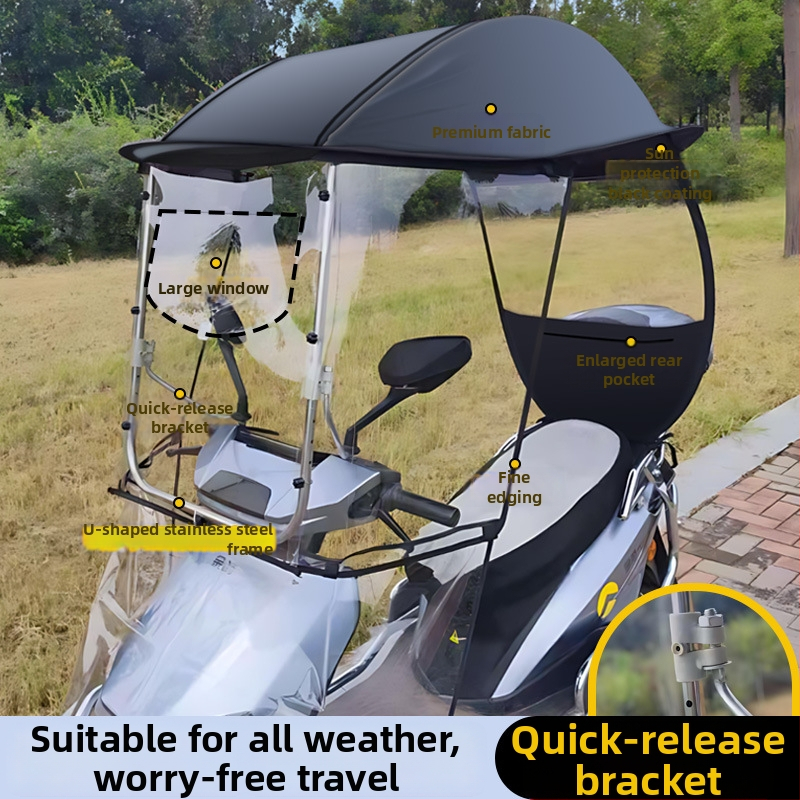 Zaštita od sunca za električna vozila – poliesterska tkanina, srednji štap od vlakana, duga drška, kiša i vjetar otporna, mogućnost ispisa logotipa