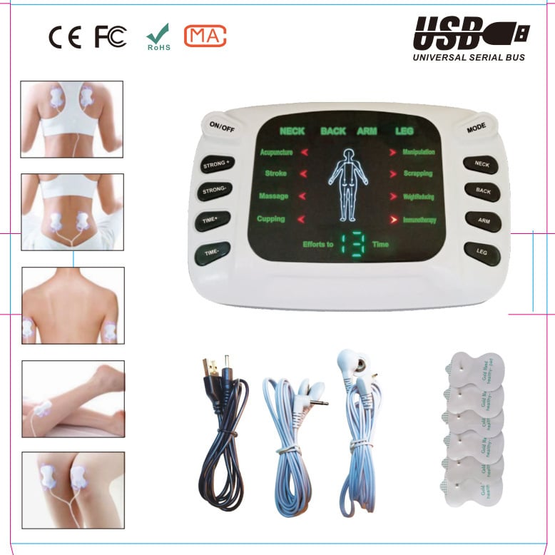 Πολυλειτουργικό EMS μασάζ patch για αυχένα, μέση, γοφούς και πέλτες — τροφοδοσία USB, μοντέλο 309b, ανακούφιση από την κόπωση, τεχνικές μασάζ: πάτημα, μασάζ, βελονισμός, χτύπημα, ζύμωμα