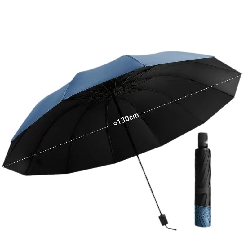 12-rebrasti kišobran za sunce i kišu, unisex, sklopivi, ojačani, debeli, ekstra veliki, UV zaštita