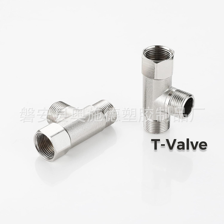 Trostrani vodeni razvodnik s ulazom i dva izlaza, kutni razvodnik vode, model 230825-02, bakar, moderan minimalistički stil