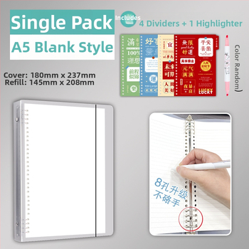 Zamjenjiva bilježnica s listovima: stranice s mrežom, linije i prazne, prozirni zaštitni poklopac, model 0325, 60 listova