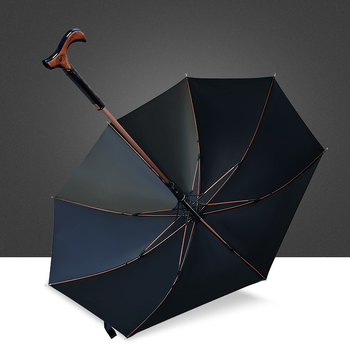 Umbrelă cu mâner lung pentru vârstnici, mâner antiderapant în stil baston, umbrelă detașabilă duală – soare și ploaie, țesătură UPF50+, cadru din aliaj cu 8 brațe, deschidere automată
