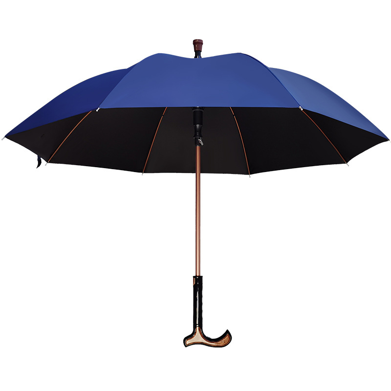 Umbrelă cu mâner lung pentru vârstnici, mâner antiderapant în stil baston, umbrelă detașabilă duală – soare și ploaie, țesătură UPF50+, cadru din aliaj cu 8 brațe, deschidere automată