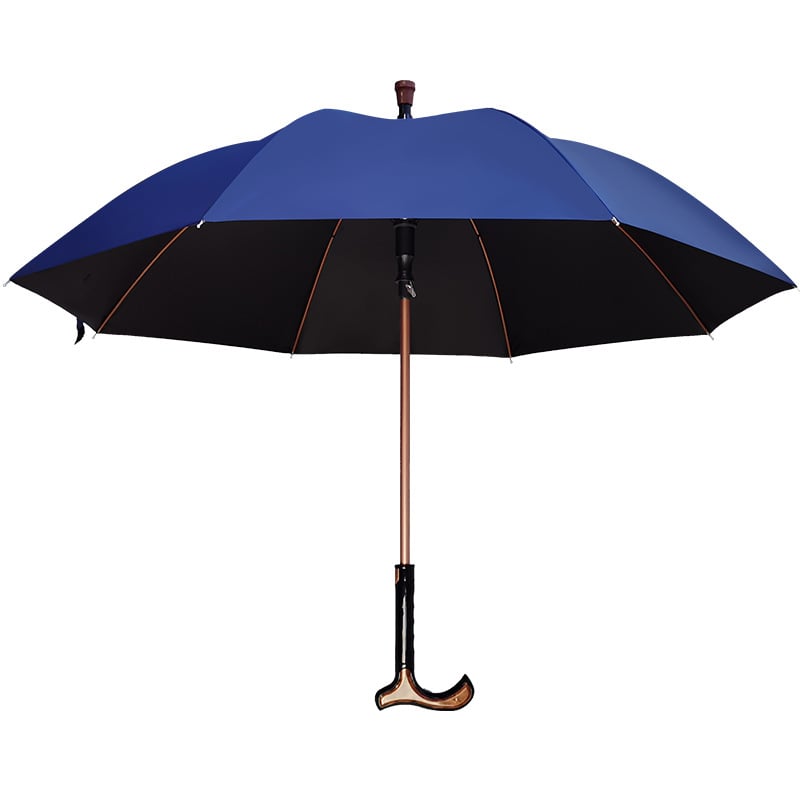 Umbrelă cu mâner lung pentru vârstnici, mâner antiderapant în stil baston, umbrelă detașabilă duală – soare și ploaie, țesătură UPF50+, cadru din aliaj cu 8 brațe, deschidere automată