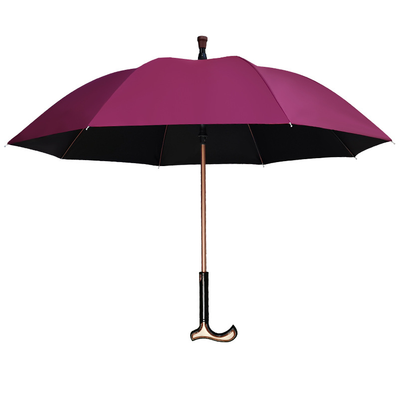 Umbrelă cu mâner lung pentru vârstnici, mâner antiderapant în stil baston, umbrelă detașabilă duală – soare și ploaie, țesătură UPF50+, cadru din aliaj cu 8 brațe, deschidere automată