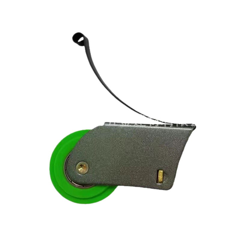 Ruloul ușii glisante cu rolă excentrică — carcasă metalică cu finisaj pulbere, anticoroziune, rază a canalului pentru frânghie 20 mm, sarcină maximă 50 kg