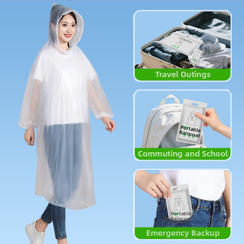Poncho de ploaie din TPU, o singură folosință, pentru adulți, gros, lung, acoperire completă pentru călătorii și rafting