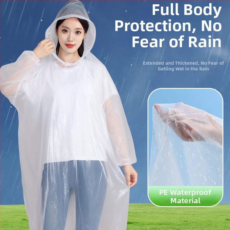 Poncho de ploaie din TPU, o singură folosință, pentru adulți, gros, lung, acoperire completă pentru călătorii și rafting