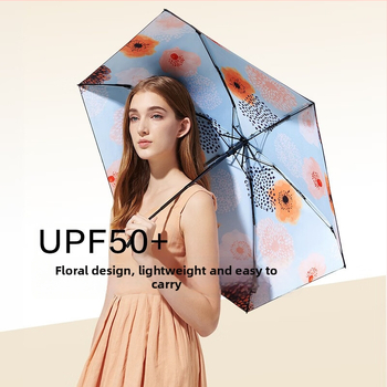 Ženski sklopivi kišobran UPF50+ za sunce i kišu, 8 rebara, aluminijski okvir, tkanina vinil 210T, težina 260 g