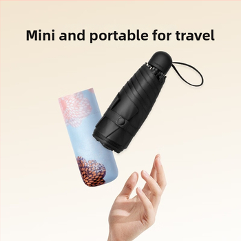 Ženski sklopivi kišobran UPF50+ za sunce i kišu, 8 rebara, aluminijski okvir, tkanina vinil 210T, težina 260 g