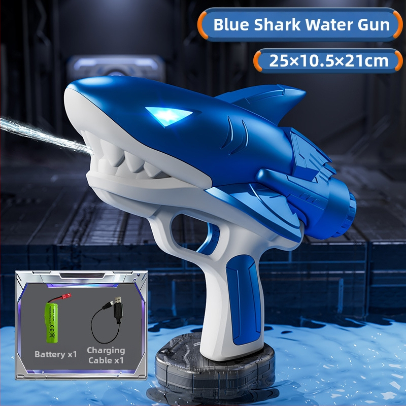 Електрическа водоустойчива светеща водна пушка – играчка за деца на 4–6 години, пластмасова конструкция, за открито водно забавление в басейн и на плажа