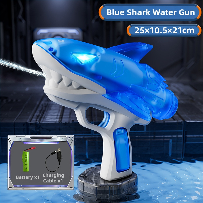 Електрическа водоустойчива светеща водна пушка – играчка за деца на 4–6 години, пластмасова конструкция, за открито водно забавление в басейн и на плажа