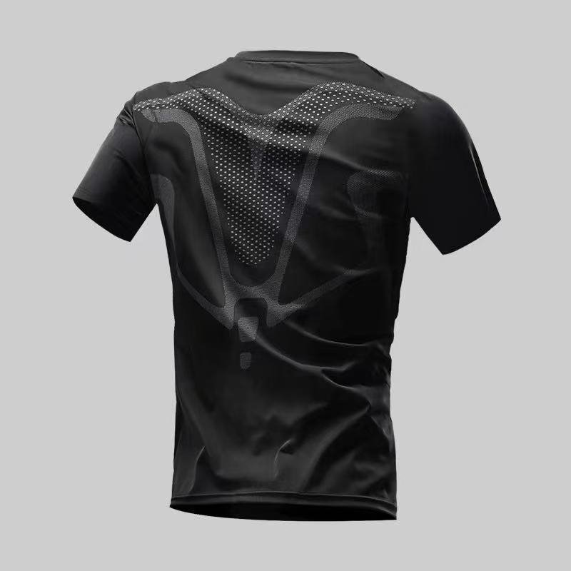 Muška sportska majica kratkih rukava, slim fit, brzo sušeći poliester, Milk Silk, geometrijski uzorak, ljeto