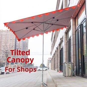 Vanjski parasol za štandove s nagibnim dizajnom, dugačak držač, 14 bakrenih rebara, poliester tkanina, ručno otvaranje i zatvaranje