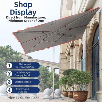 Vanjski parasol za štandove s nagibnim dizajnom, dugačak držač, 14 bakrenih rebara, poliester tkanina, ručno otvaranje i zatvaranje