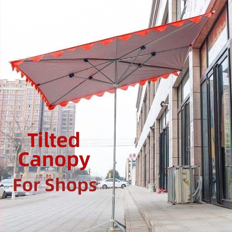 Vanjski parasol za štandove s nagibnim dizajnom, dugačak držač, 14 bakrenih rebara, poliester tkanina, ručno otvaranje i zatvaranje