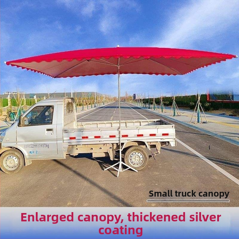 Vanjski parasol za štandove s nagibnim dizajnom, dugačak držač, 14 bakrenih rebara, poliester tkanina, ručno otvaranje i zatvaranje