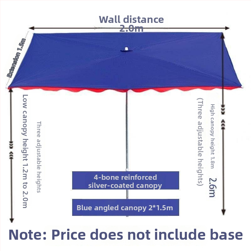 Vanjski parasol za štandove s nagibnim dizajnom, dugačak držač, 14 bakrenih rebara, poliester tkanina, ručno otvaranje i zatvaranje
