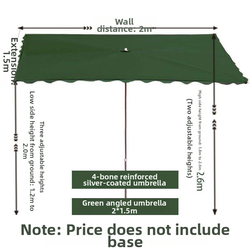 Vanjski parasol za štandove s nagibnim dizajnom, dugačak držač, 14 bakrenih rebara, poliester tkanina, ručno otvaranje i zatvaranje
