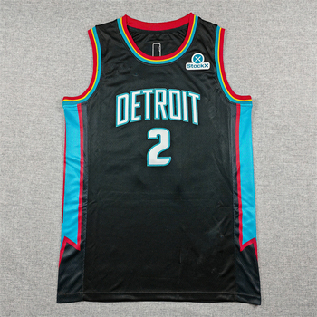 Баскетболна фланелка Pistons, бродирана, №2 Cunningham, Градска версия, полиестер