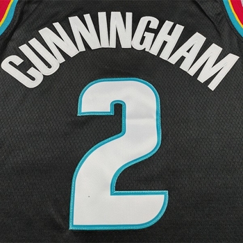 Баскетболна фланелка Pistons, бродирана, №2 Cunningham, Градска версия, полиестер