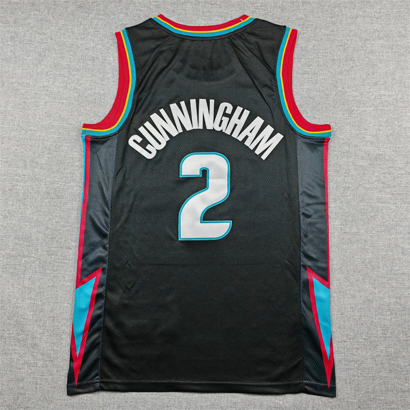 Баскетболна фланелка Pistons, бродирана, №2 Cunningham, Градска версия, полиестер