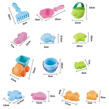 Zhile Toys Плажен комплект за играчки, 13 части, TPR материал, игра с пясък и вода, за деца 4–6 години