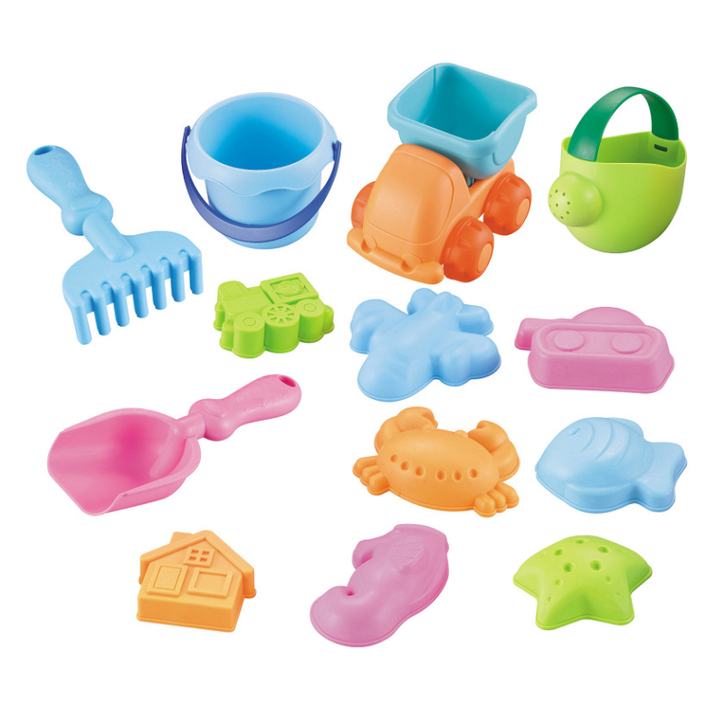 Zhile Toys Плажен комплект за играчки, 13 части, TPR материал, игра с пясък и вода, за деца 4–6 години