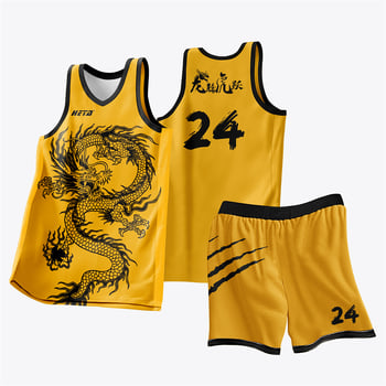 All-over nyomtatott kosárlabda mez szett hőtranszfer mintával, poliészter anyag (100% poliészter), felnőtt férfiak számára.